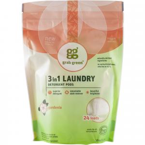 Grab Green 3 in 1 Laundry Detergent Pods, Gardenia 24 loads